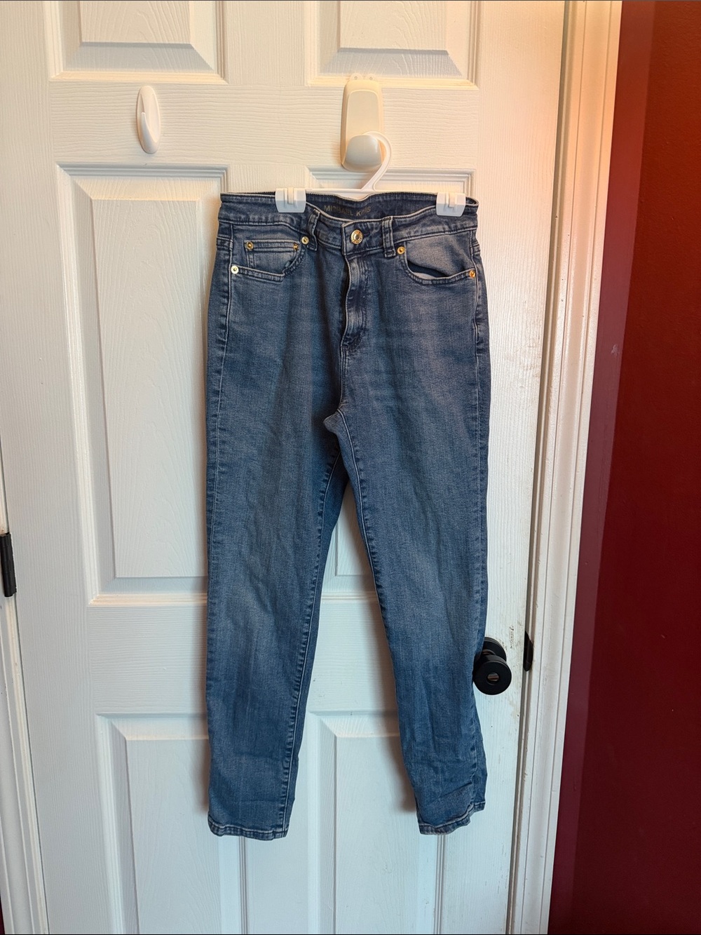 Michael Kors High-Rise Slim Straight Jeans in Blue
